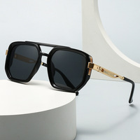 Nouvelles lunettes de soleil unisexes de style européen et américain, polarisées UV400, rétro, double pont, monture carrée, monture intégrale, emballées dans une boîte, pour adultes