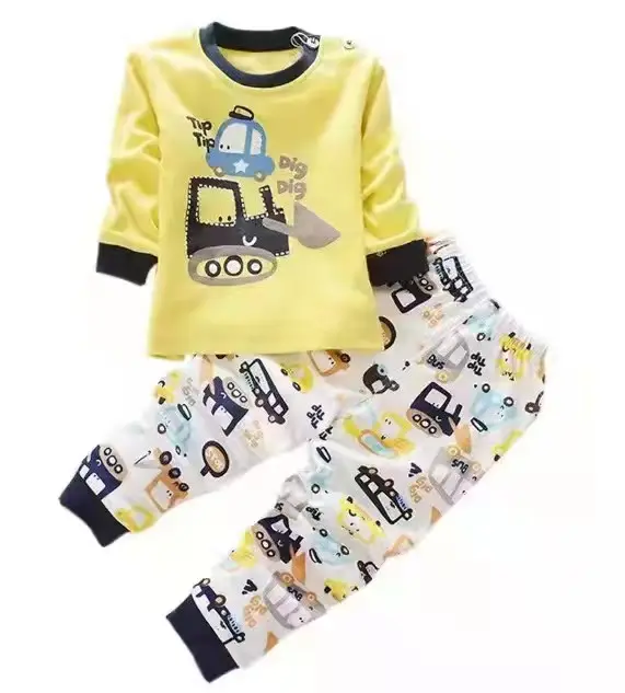 Children's cotton long Johns suit cheap BOY's and girl's pyjamas 100% cartoon baby underwear two-piece set