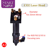 Kit de tête laser Startnow pour machine de découpe et de gravure au laser CO2, lentille de focalisation laser, miroir réflecteur, support de montage, accessoires de fixation