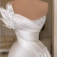 Robe de Mariée Sirène Femme Africaine Perles Sexy Blanche Vintage pour Réception et Fête MW637