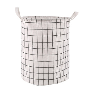 Cesto Pieghevole in Tessuto per <span class=keywords><strong>Biancheria</strong></span> <span class=keywords><strong>Sporca</strong></span>, Contenitore Portaoggetti in Cotone e Lino, Cesto per Vestiti e Giocattoli, Organizzatore a Griglia - Product Image 5
