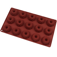 Vente en gros de 15 moules à gâteau en silicone tourbillon liés faciles à nettoyer pour la pâtisserie à domicile et l'outil de bricolage pour les bonbons et les boissons alcoolisées