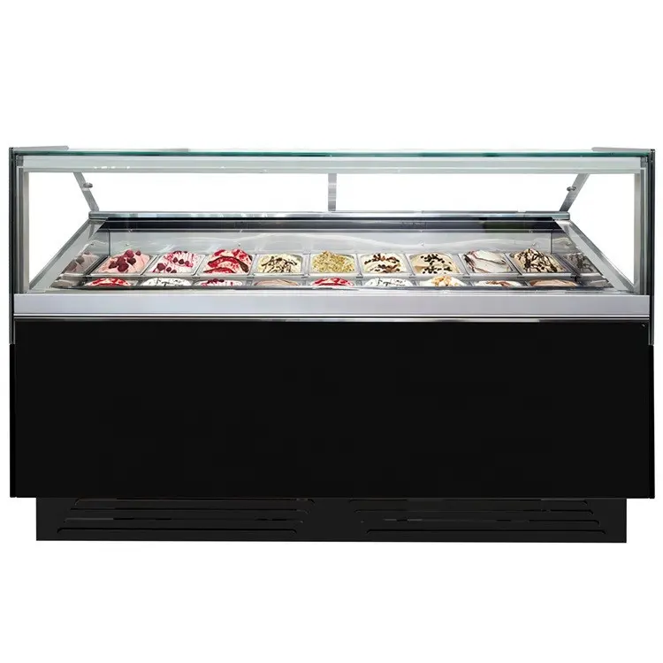 Square Glass 18 Pans Gelato Ice Cream Fridge Display Freezer