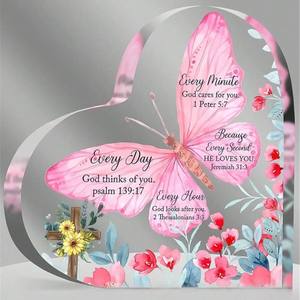 ของตกแต่งอะคริลิคใสแบบกำหนดเองสำหรับวันแม่และวันพ่อ ของขวัญวันวาเลนไทน์ใหม่ รูปหัวใจ - Product Image 1