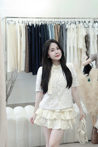 Conjunto de Dos Piezas con Falda con Volantes y Cuello Redondo, Tejido Vietnamita, Transpirable, para Todas las Temporadas - Product Image 5