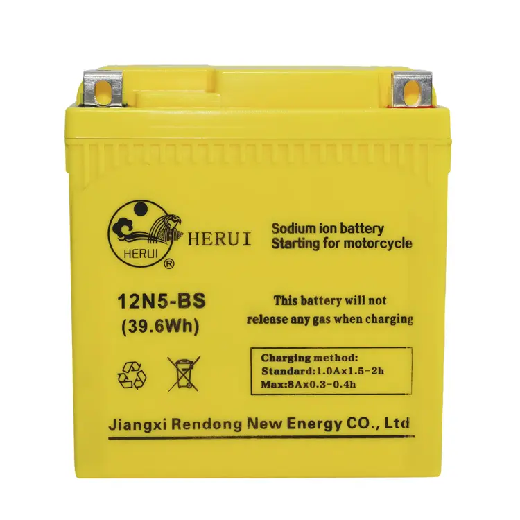 Bateria de íon de sódio para motocicleta HERUI 12N5-BS 12V 3.3Ah 5Ah para moto ATV UTV de alto desempenho
