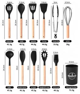 Juego de Utensilios de Cocina de Silicona de Estilo Nórdico de 12 Piezas con Mangos de Madera - Utensilios y Accesorios para el Hogar - Product Image 6