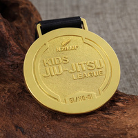 Medallas Deportivas Personalizadas de Jiu-Jitsu para Niños, de Aleación con Relieve, Estilo Nueva Zelanda y Brasil, para Competiciones Infantiles Gi/No-Gi