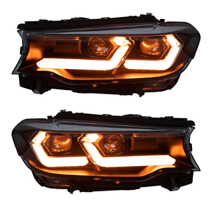 Para <span class=keywords><strong>BMW</strong></span> Serie 5 G30 G38 2018-2020, Conjunto de Faros Delanteros con Proyector Láser Bi-LED Doble Estilo M3 CS, Señal de Giro Secuencial DRL - Product Image 1
