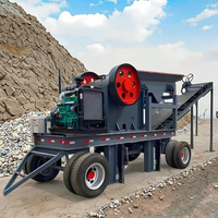 Concasseur à Mâchoires Mobile à Moteur Diesel, 20 Tonnes par Heure, Haute Capacité, Ligne de Production Combinée de Concasseurs de Pierre - Vente Chaude