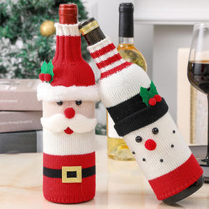2025 décor de noël père noël bonhomme de neige conception tricoté bouteille de vin couverture hiver vacances décorations pour noël fête <span class=keywords><strong>Restaurant</strong></span> - Product Image 3