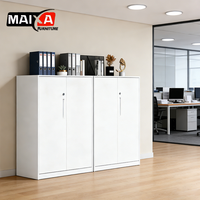 Meuble de classement de bureau modulaire blanc moderne, démontable, robuste, en métal, avec porte en verre, 2 tiroirs et serrure à clé, pour classement indexé