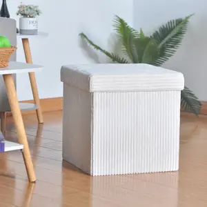 Tabouret de rangement pliable en velours côtelé, imperméable et de bonne qualité, pochette pour siège