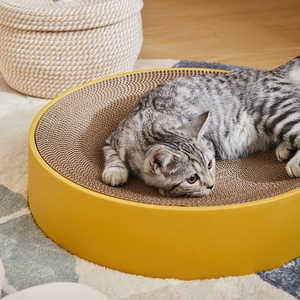 Grattoir à <span class=keywords><strong>chat</strong></span> rond en plastique écologique de marque Yanxu, vente en gros d'usine, lit grattoir pour <span class=keywords><strong>chat</strong></span> en <span class=keywords><strong>carton</strong></span> ondulé personnalisé - Product Image 1
