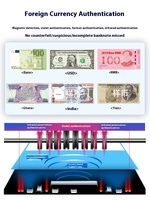 Compteur de billets de banque commercial portable rechargeable multi-devises, personnalisable pour la détection de plusieurs devises