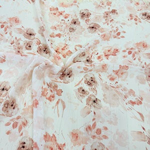 100% 폴리에스터 주름 쉬폰 원단 장미 꽃 드레스 경량 친환경 씨실 니트 크레이프 패턴 원피스 - Product Image 1