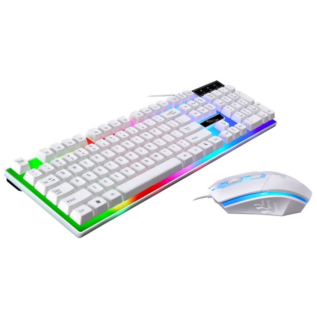 Hot Sale Mechanical Wired Gaming Keyboard Mouse Rainbow Color LED Backlight USB Game Office Typing Combo Waterproof 104 Keys