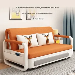 Modernes Klappbares Schlafsofa mit Stauraum Metallrahmen Stoffpolsterung für Wohnzimmer - Product Image 1