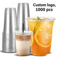 Gobelets à café en plastique rigide écologiques imprimés sur mesure, 8oz-32oz, avec couvercles, pour thé Boba, qualité alimentaire, faible MOQ, pour cafés