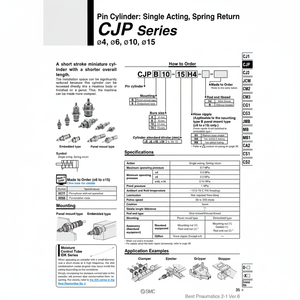 Cilindro de pasador neumático SMC, piezas neumáticas de - Product Image 1