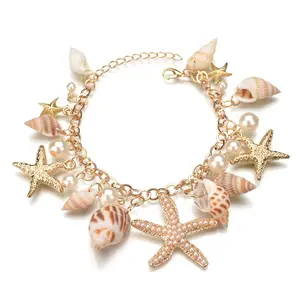 Lateefah 2024 Moda Verão Joias Natureza Maré Oceano Bohemia Pérolas Estrela do Mar concha pulseiras