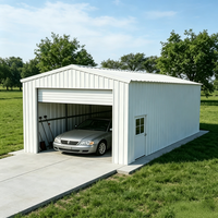 Bâtiment d'atelier/garage préfabriqué en acier personnalisable pour extérieur, avec porte à enroulement, idéal pour le stationnement et le stockage