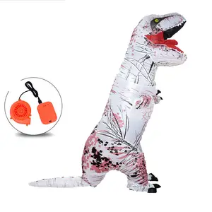 Yüksek kaliteli yetişkin çocuk dinozor t rex kostüm hava havaya uçurmak takım elbise cadılar bayramı şişme t-rex kostüm çocuklar için