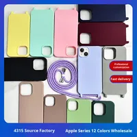Coques de téléphone portables simples, couleur bonbon, épaisses, respectueuses de la peau, anti-chute, avec cordon de protection intégré