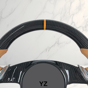 Volant en cuir et fibre de carbone YZ Custom Center Mark Hub Paddle Shifter pour Porsche 911 GT3 RS 911 997.2 <span class=keywords><strong>Carrera</strong></span> 4S Turbo - Product Image 4