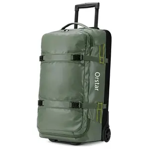 Customized 60L Waterproof Soft Roller Camping Luggage Wheeled Duffel Sports Trolley Rolling Gym Duffle Travel Bag with Wheels