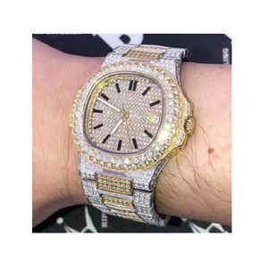 Moissanite VVS Diamond Stainless Steel Quartz Men's Wristwatch Artistic Form Luminous Detail <b>Crafted</b> Distinguished High Value - Product Image 1