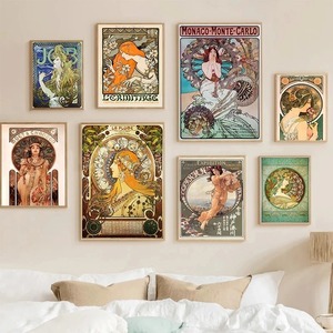 Fantuart Mucha famosa illustrazione arte stampa tela Still Life Art Deco moderna cornice in oro decorazione appesa per anniversario - Product Image 3