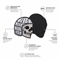 Écusson brodé personnalisé en tissu, motif crâne, pour cosplay, sport de plein air, applique décorative pour sac à dos, gilet, chapeau, vêtement