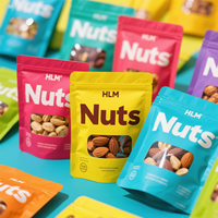 Sac de pochette d'emballage à zip-lock debout imprimé personnalisé pour collation noix nourriture fruits secs maïs noix graines de citrouille sac de noix