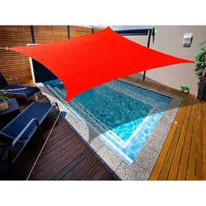 Small Outdoor Rectangle Red Color Sun Shade Sail Sand Nets Cloth For Garden Pool