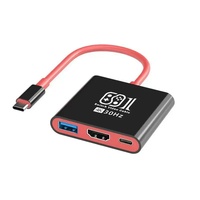 USB-C ke Docking Station 3in1 untuk 30Hz 4K dengan Port USB-A untuk Ekspansi Pencerminan Layar Ponsel, PC, dan Konsol Game Switch
