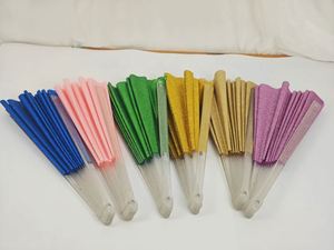 Shimmering Silver Sequin <b>Hand</b> <b>Fan</b> 33cm Foldable Plastic Handle Glamorous Party Cosplay & Photo Props for New Year - Product Image 4