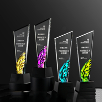 Trophée en cristal gravé personnalisé avec trophée créatif en verre de cristal avec base noire