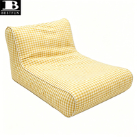 Chaise Flottante en Tissu Luxe, Transat Gonflable Premium à Carreaux Vichy pour Piscine, Plage et Complexe Hôtelier