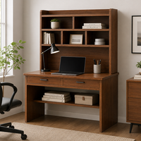 Bureau contemporain avec étagères bibliothèque et tiroirs, poste de travail informatique en bois pour chambre, bureau et salle d'étude