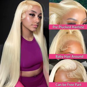 Perruque en cheveux humains 40 pouces, blonde 613, avec dentelle frontale HD transparente, longue, ondulée, entièrement en dentelle, pré-épilée, avec baby hair, vente en gros - Product Image 2