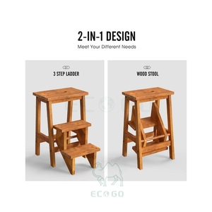Escalera Plegable <span class=keywords><strong>de</strong></span> 3 Peldaños <span class=keywords><strong>de</strong></span> Buena Calidad, 3 en 1, Escalera <span class=keywords><strong>de</strong></span> Madera con Asa, Pedal Antideslizante, Estante para Flores, para Cocina, Biblioteca, Garaje - Product Image 3