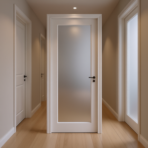 Porte intérieure en bois massif de style français avec verre dépoli 24x80x5 pour chambre à coucher - Product Image 2