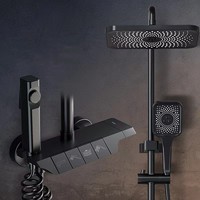 Ensemble de Douche Moderne et Populaire à Touches de Piano, Gris Anthracite, Mitigeur Eau Chaude et Froide Sous Pression en Laiton, Système de Douche