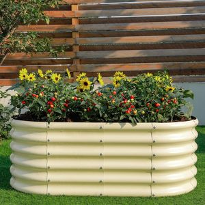 Fioriera Rotonda in Metallo Zincato per <span class=keywords><strong>Orto</strong></span> Rialzato, Ideale per Coltivazione di Verdure, Fiori ed Erbe Aromatiche in Giardino - Product Image 6