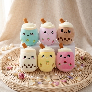 Kawaii Boba Melkthee Koffiebeker Fruit Pluche Sleutelhanger Gevuld Bubble <span class=keywords><strong>Tea</strong></span> Speelgoed Schattig Tas Charm Autohanger Cadeau voor Meisjes Tieners - Product Image 1