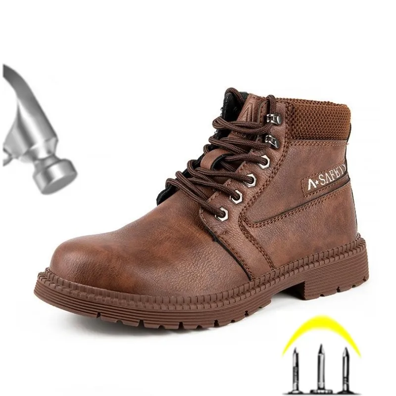 New Fashion High Top Safety Shoes Anti Smashing And Anti Piercing Work Shoes Winter Safety Boots For Men