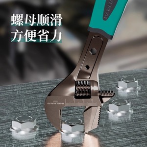 Clé à molette réglable Baolian de qualité industrielle, à mâchoires dentelées métriques, en acier à haute teneur en carbone, avec poignée antidérapante - Product Image 3