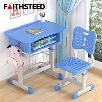 Bureau et chaise d'étude pour enfants réglables en hauteur avec siège en plastique