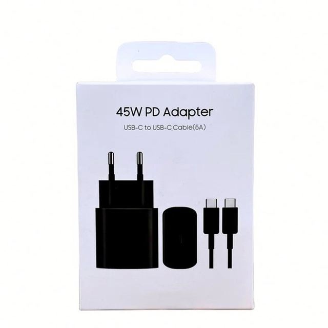 High Quality 45W USB C Mobile Phone Chargers with TYPE C Data Cable PD Super Fast Charger for Samsung S22 S21 Note20 S24